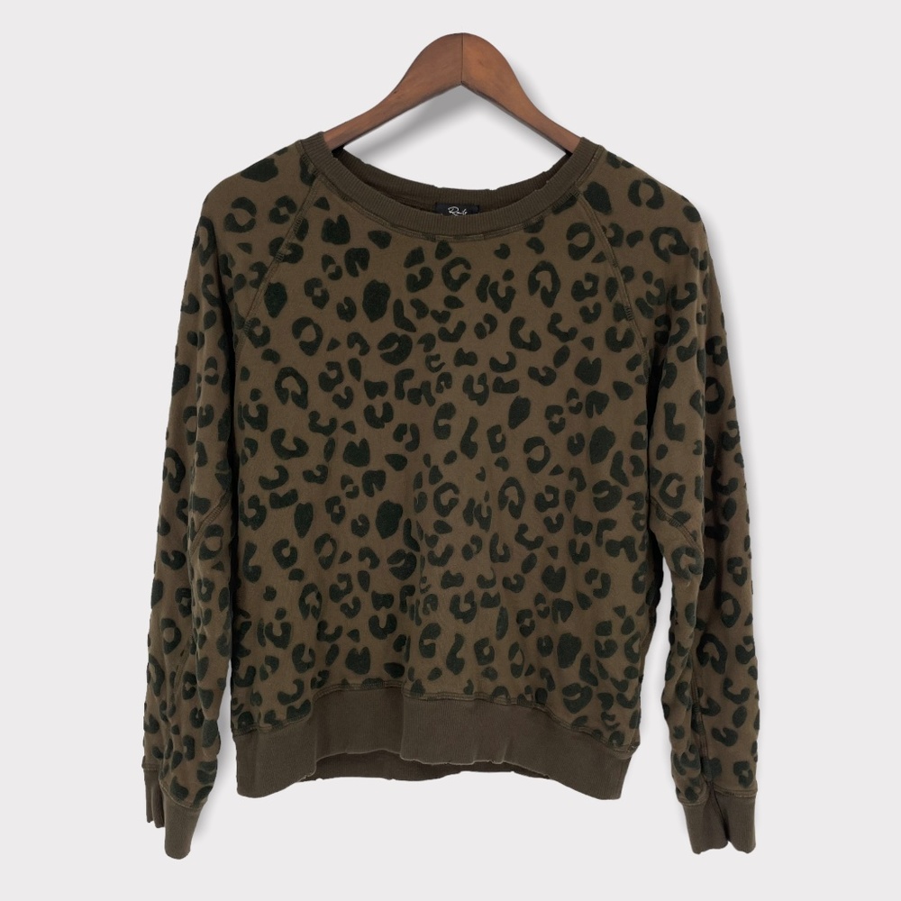 Rails Theo Flocked Olive Green Leopard Sweater‎